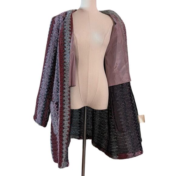 Vintage Ample Jacs California Chunky Purple Hues Knit Long Cardigan Whimsigoth - Picture 5 of 6